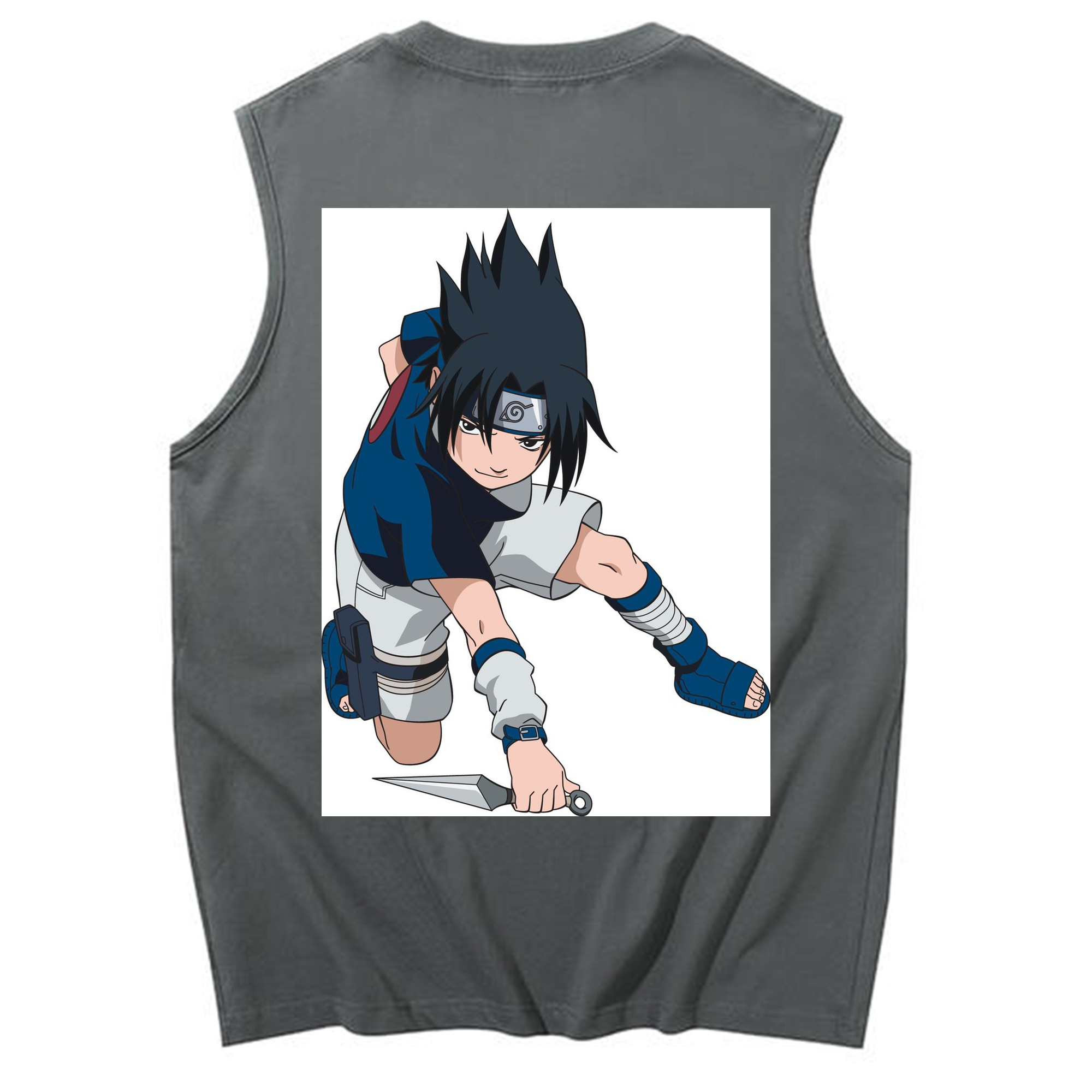 （画像用） NARUTO -ナルト- うちは サスケ Uchiha Sasuke コットン100％タンクトップ（背面プリント）